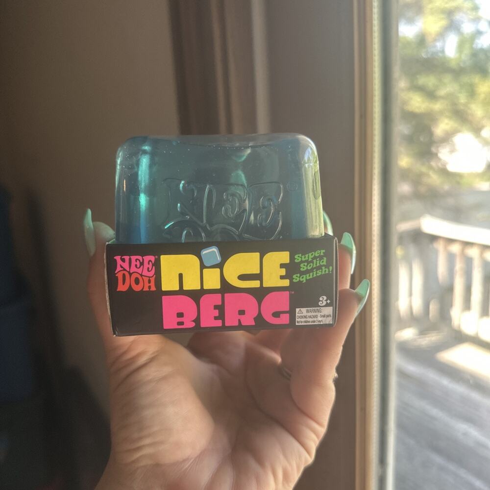 Schylling NeeDoh Nice Berg Blue XL Giant Nee Doh Niceberg Solid Squish Cube New!